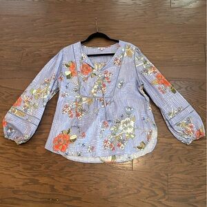 Johnny Was MOSAIC CURVED HEM PRAIRIE BLOUSE Size Large